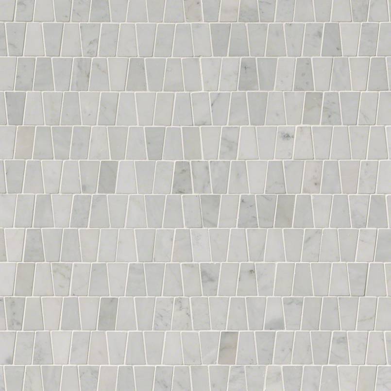 Carrara White Trapezoid Pattern Polished