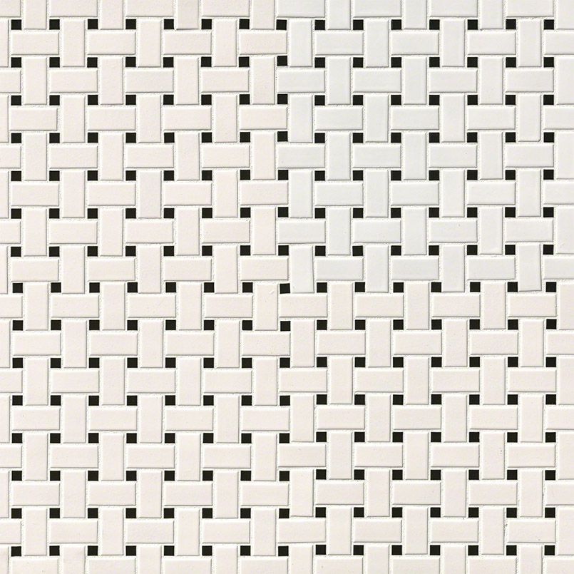 White And Black Matte Basket Weave Mosaic